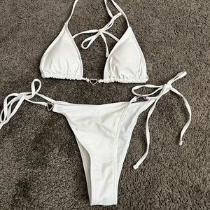 WHITE HEART BATHING SUIT SIZE S